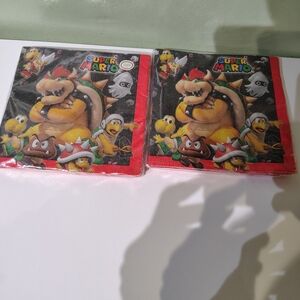 NWT Nintendo Super Mario Themed Birthday Party Paper Napkins Lot of Two 16ct